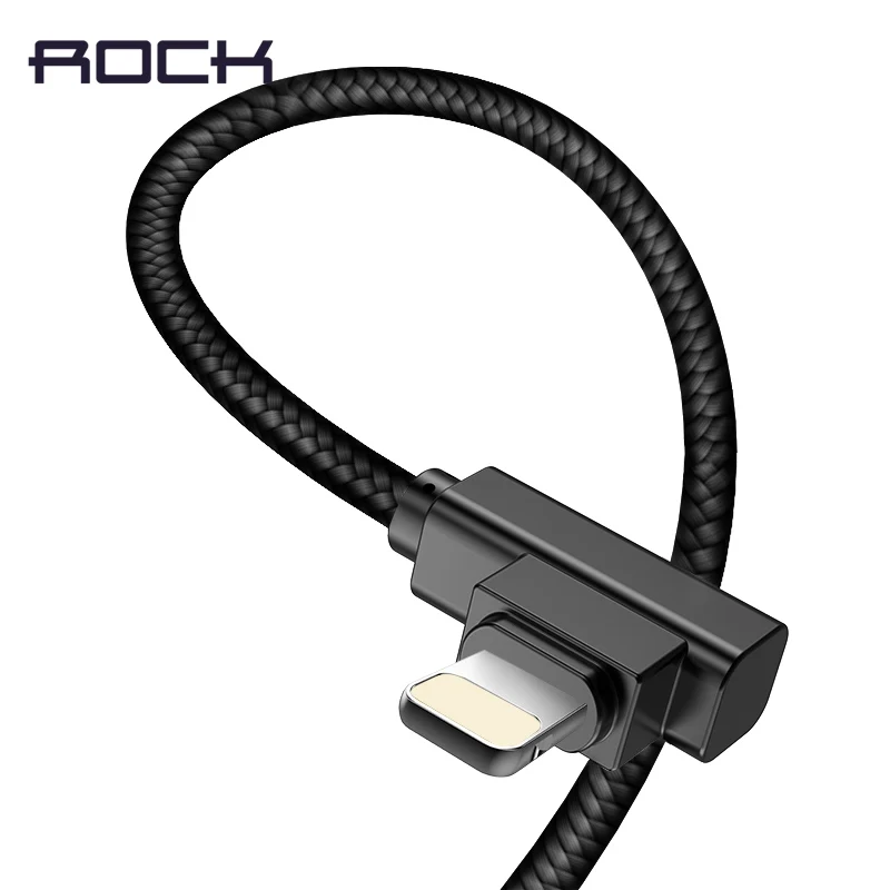 ROCK 90 градусов USB кабель для lightning Кабель быстрой зарядки данных кабели для iphone X 8 7 6 6s 5 5S кабель для iphone зарядное устройство