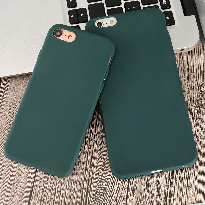 Ярко-зеленый чехол для телефона Iphone 5 5S Se 6 6s 7 8 Plus XS Max XR X матовый однотонный с