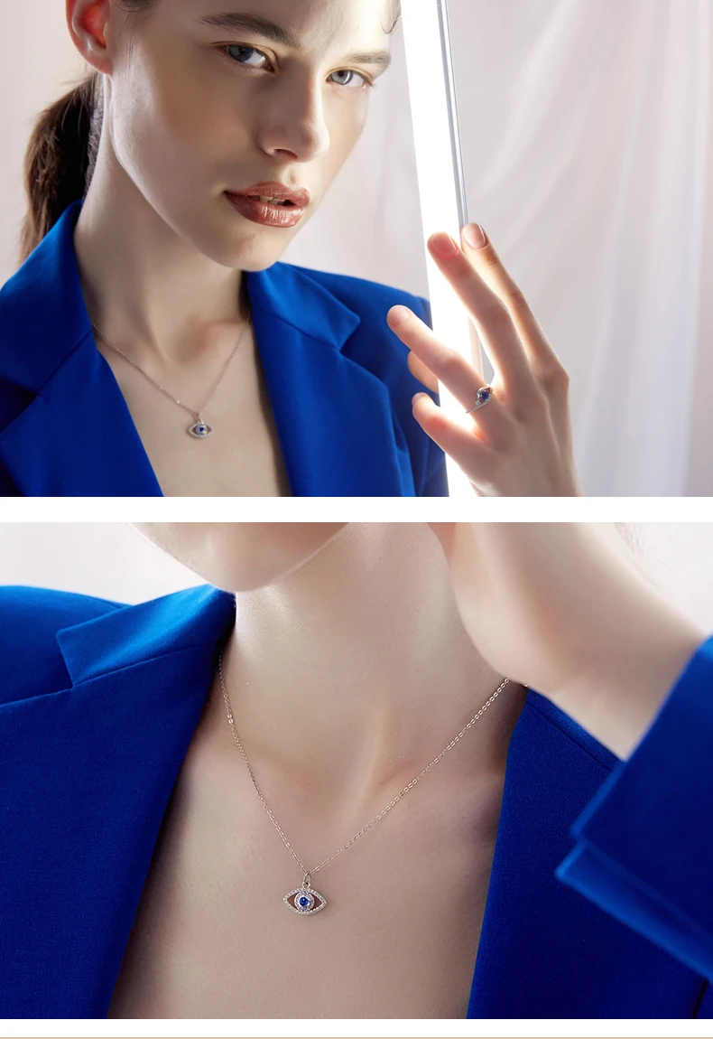 KALETINE, ожерелье со сглаза, подвеска, 925 пробы, серебро, для женщин, роскошный бренд, голубой камень, CZ, турецкие ювелирные изделия, мода