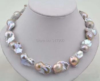 

18"30mm baroque lavender reborn keshi pearl necklace