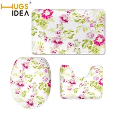 HUGSIDEA Домашний декор с цветочным принтом Чехлы для сиденья унитаза для Ванная комната коврики сопротивление скольжению ковры Туалет Интимные аксессуары 3 шт./компл