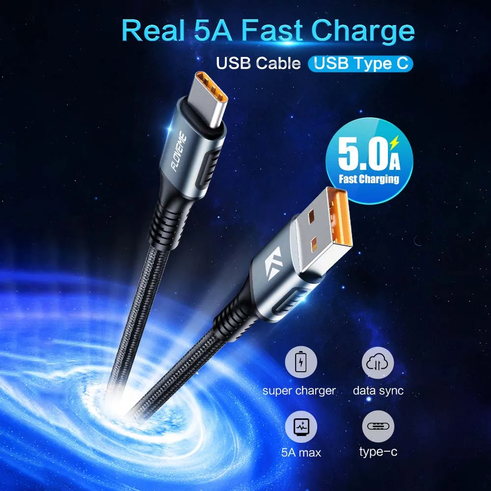 

FDBRO FLOVEMEUSB Type C 5A Cable 3.4ft /3 Pack - 3.0 C To USB A Cord Fast Quick Charging Charger USB-C Type-C Cable For Samsung