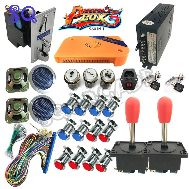 960 in 1 Pandora Box 5 Plus DIY Arcade Bundles Kits Parts With american Joystick happ push button coin selector lock IEC socket