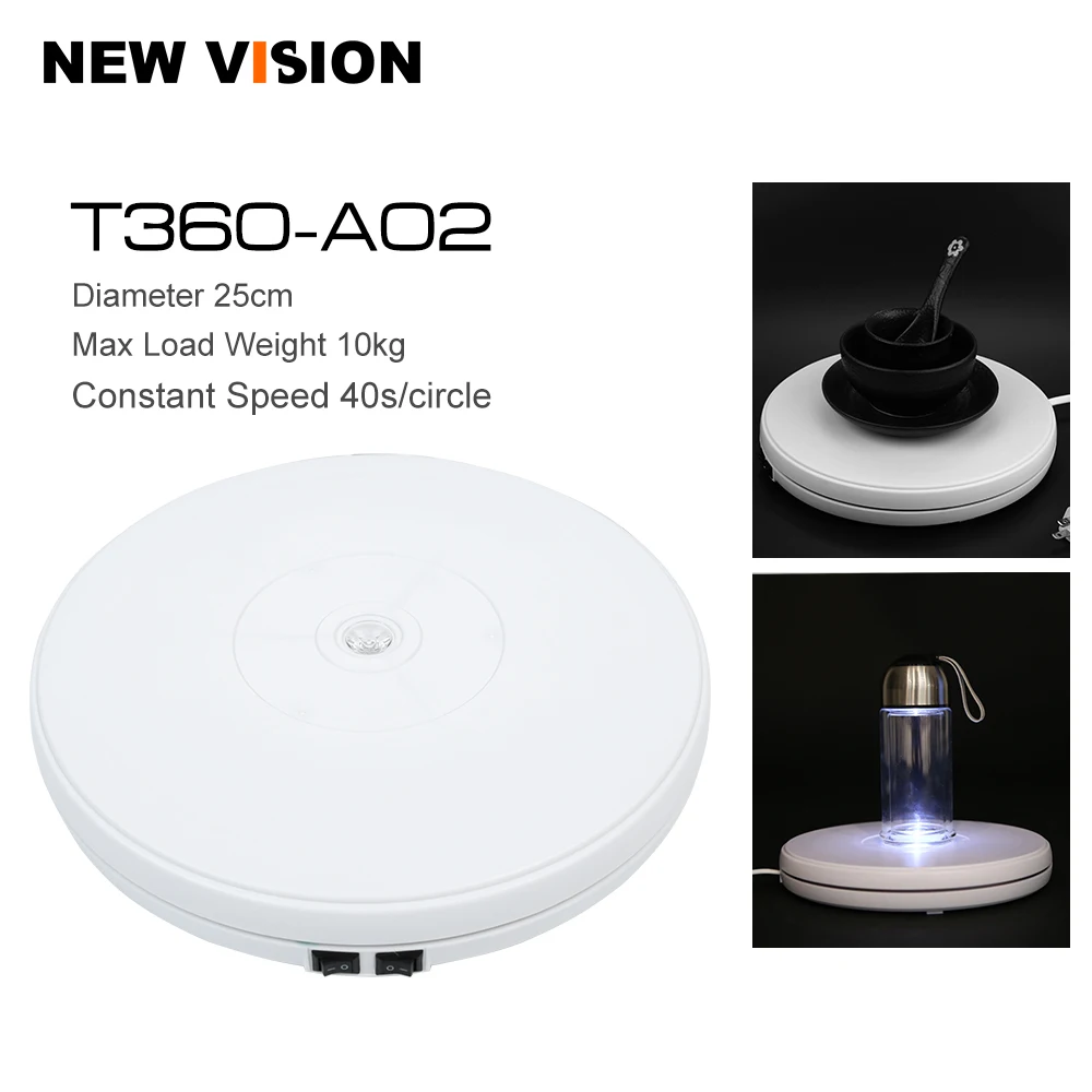 

Falcon Eyes 10" 25cm Led Light 360 Degree Electric Rotating Turntable for Photography Max Load 10kg T360-A02