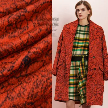 

150cm wide Wool Fabrics Long Hair Jacquard Fabric Coat Cloak Windbreaker Autumn & Winter High Fashion Custom Orange Fabric