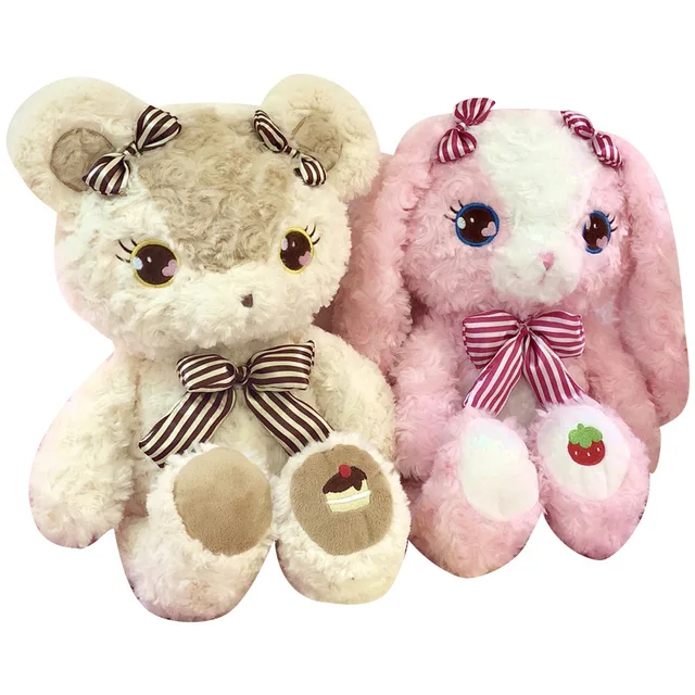 cute big strawberry rabbit cake bear plush toy kawaii soft bunny