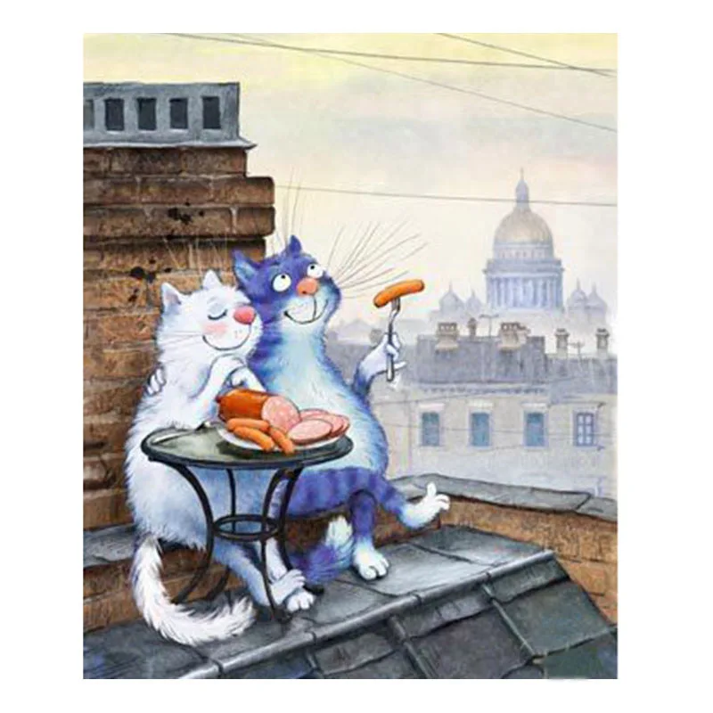 

Full Drill Round Diamond 5D DIY Diamond Painting"Cats and foods"Diamond Embroidery Cross Stitch Rhinestone Mosaic Painting