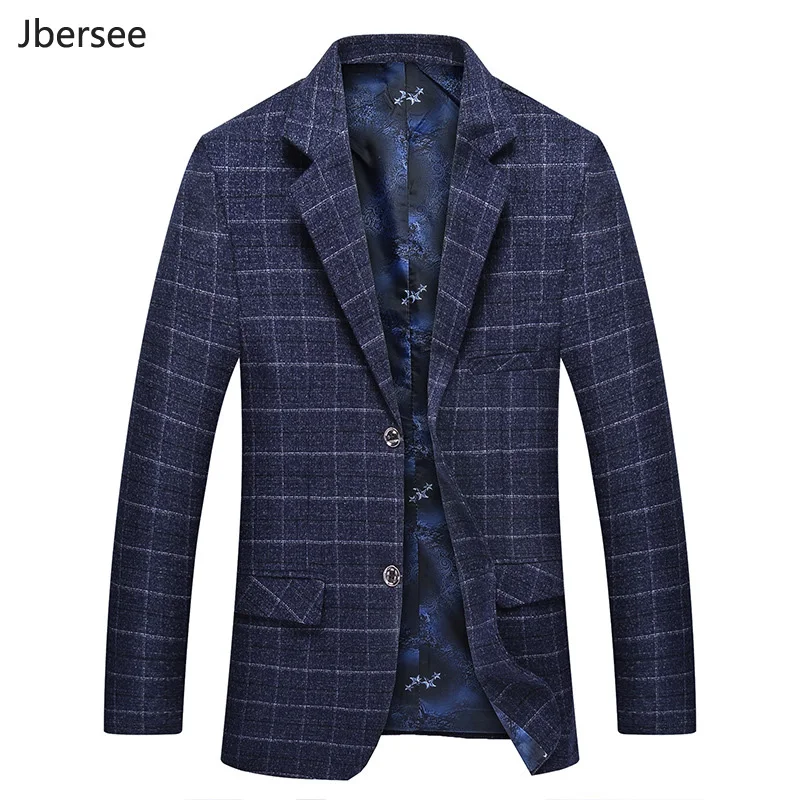 Jbersee Men's Suit Jacket Fashion Casual Fine Grid Formal Office Blazers Groom Wedding Suits Dress Jacket men Coat Veste Homme