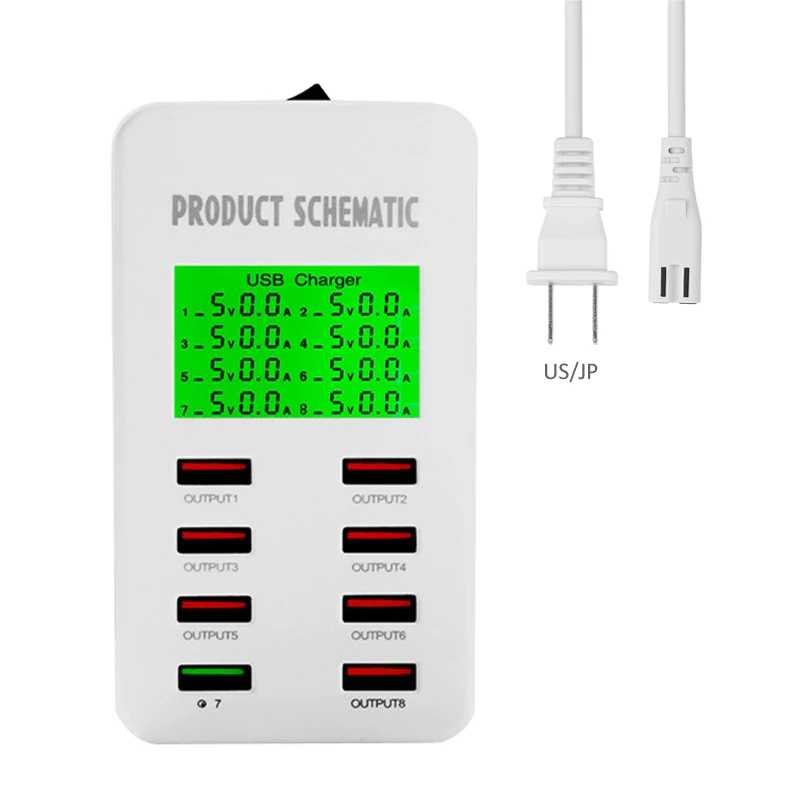 STOD многопортовое умное USB зарядное устройство 35 Вт Быстрая зарядка 3,0 ЖК-дисплей шнур переменного тока 1,5 м для iPhone iPad Настольный ПК samsung huawei адаптер - Тип штекера: США