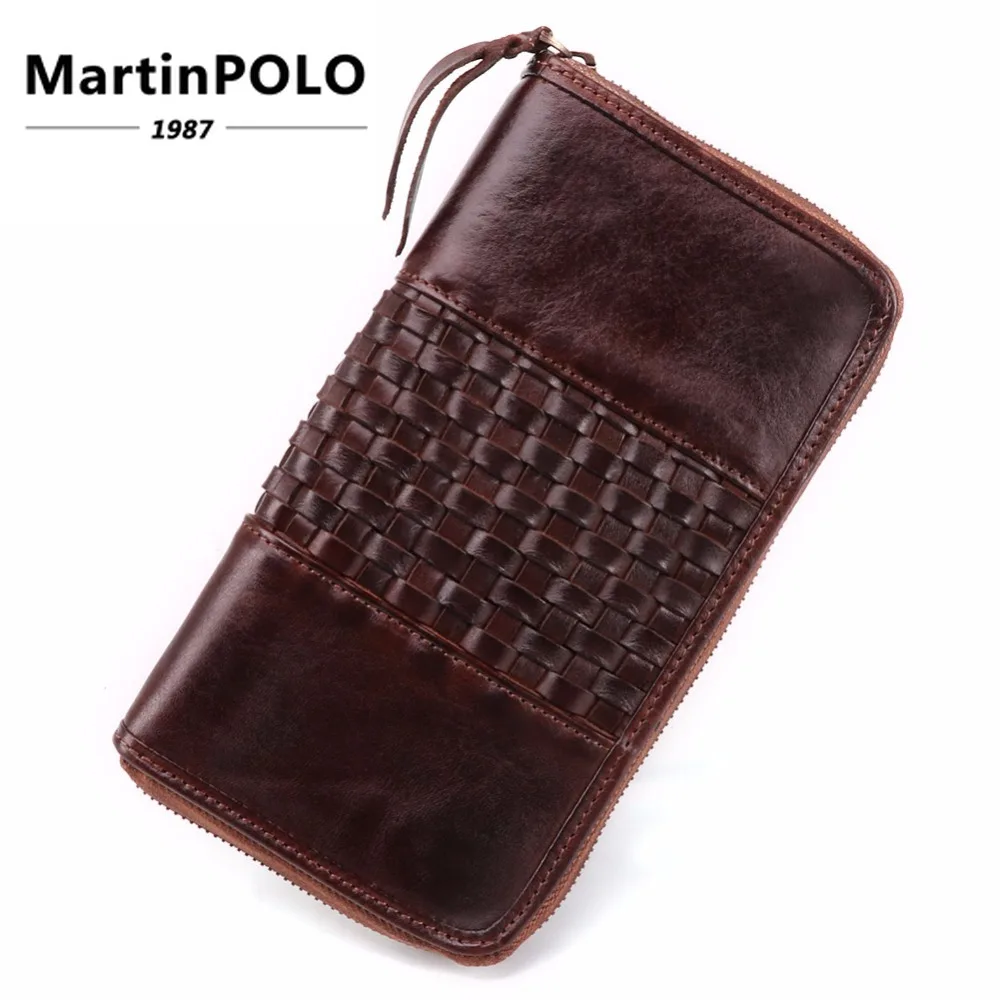 

2019 Luxury Wallet Men Genuine Leather Long Wallet Clutch Male Zipper Vintage Large Wallet Purse Phone Bag Carteira Masculina