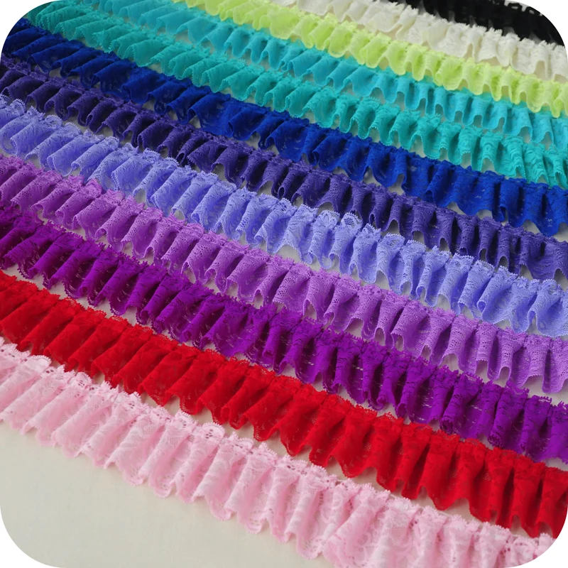 

6cm Colorful Pleated Lace Trim DIY Apparel Sewing Fabric Lace Ribbon