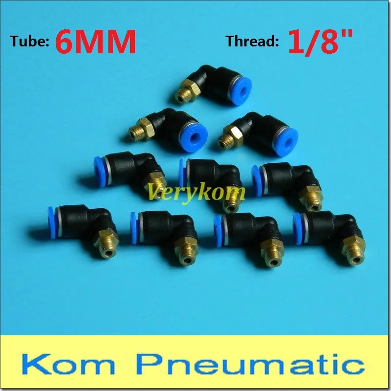 

10pcs/lot L type 6mm 1/8 inch threaded elbow pu hose connector 90 degree PL 6-01 06-01 nylon pipe joint pneumatic air fitting