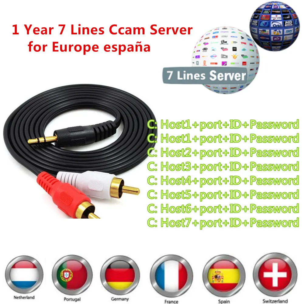 

cccam cline for 1 year europe Spain Portugal Germany Poland Italy NewCAMD CCCAM MGCAM for DVB S2 receptor satellite tv receiver