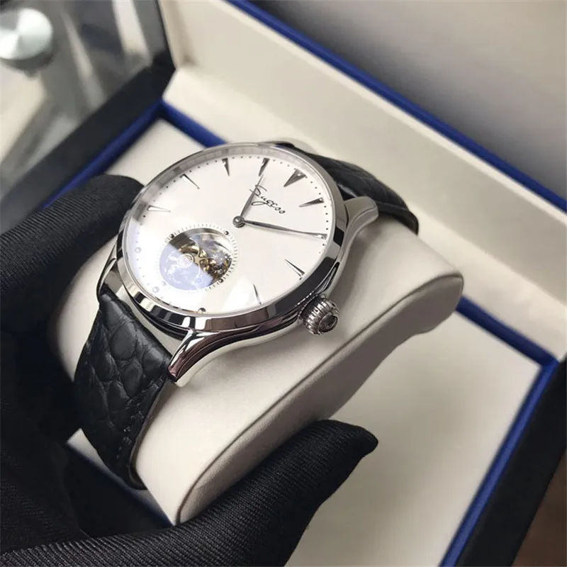 Простые мужские часы Seagull Tourbillon из натуральной крокодиловой кожи ремешок деловые мужские механические ручные часы Reloj De Hombre ST8002