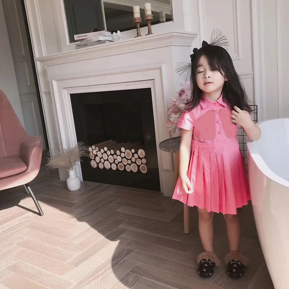 

Baby Girls Solid Dress For Pink Wedding Party Dresses Kids Girls Princess Dress costume Children Girls Clothing in Middle of Jan