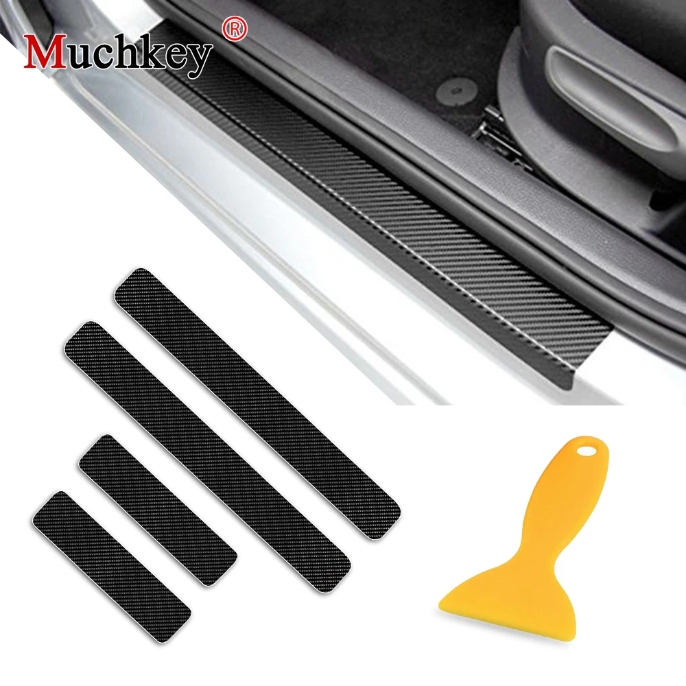 

For Chevrolet Cruze Aveo Lacetti Captiva Cruz Spark Orlando Epica Sail Sonic Corsa car door sill carbon fiber vinyl sticker