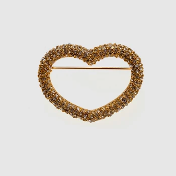 

Amorita boutique gold heart crystal Brooch