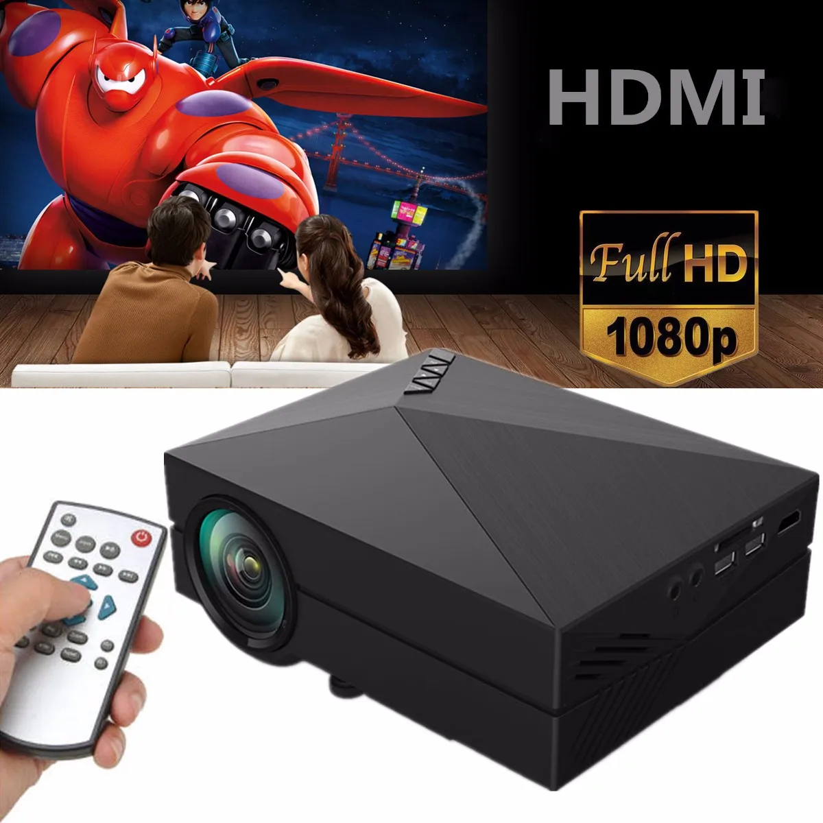 LEORY GM60 Мини Портативный Full HD 1080P ЖК-проектор 1000LM светодиодный домашний кинотеатр разрешение 800x480 пикселей
