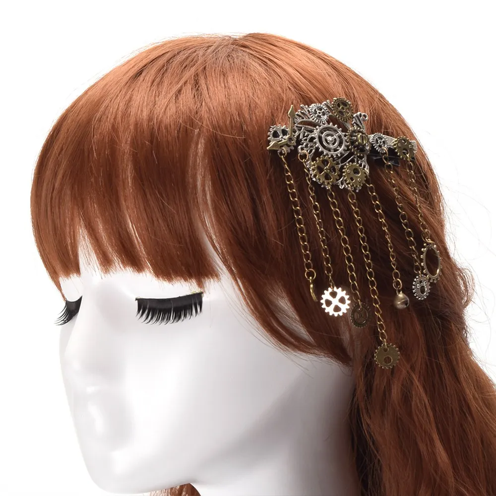 

1pc Lolita Lady Vintage Gear Tassels Hair Clip Gothic Steampunk Punk Headwear