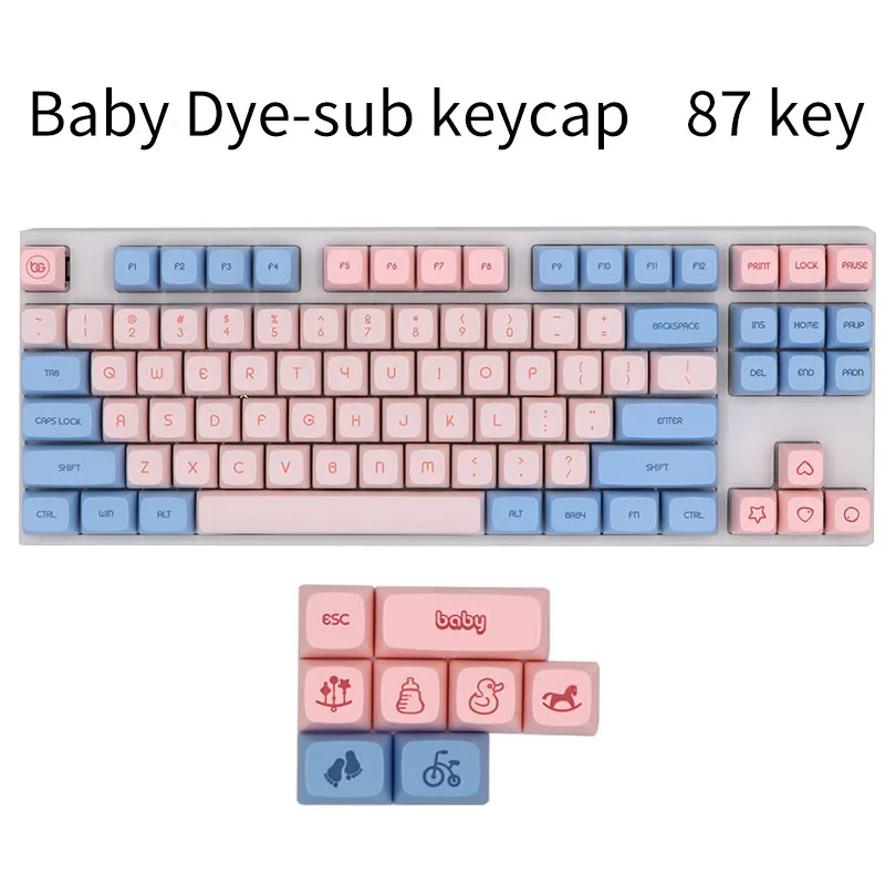 BGKC XDA Baby Ethermal Dye Sublimation fonts PBT DSA keycap For Wired USB mechanical keyboard Cherry MX switch keycaps - Color: 87 key