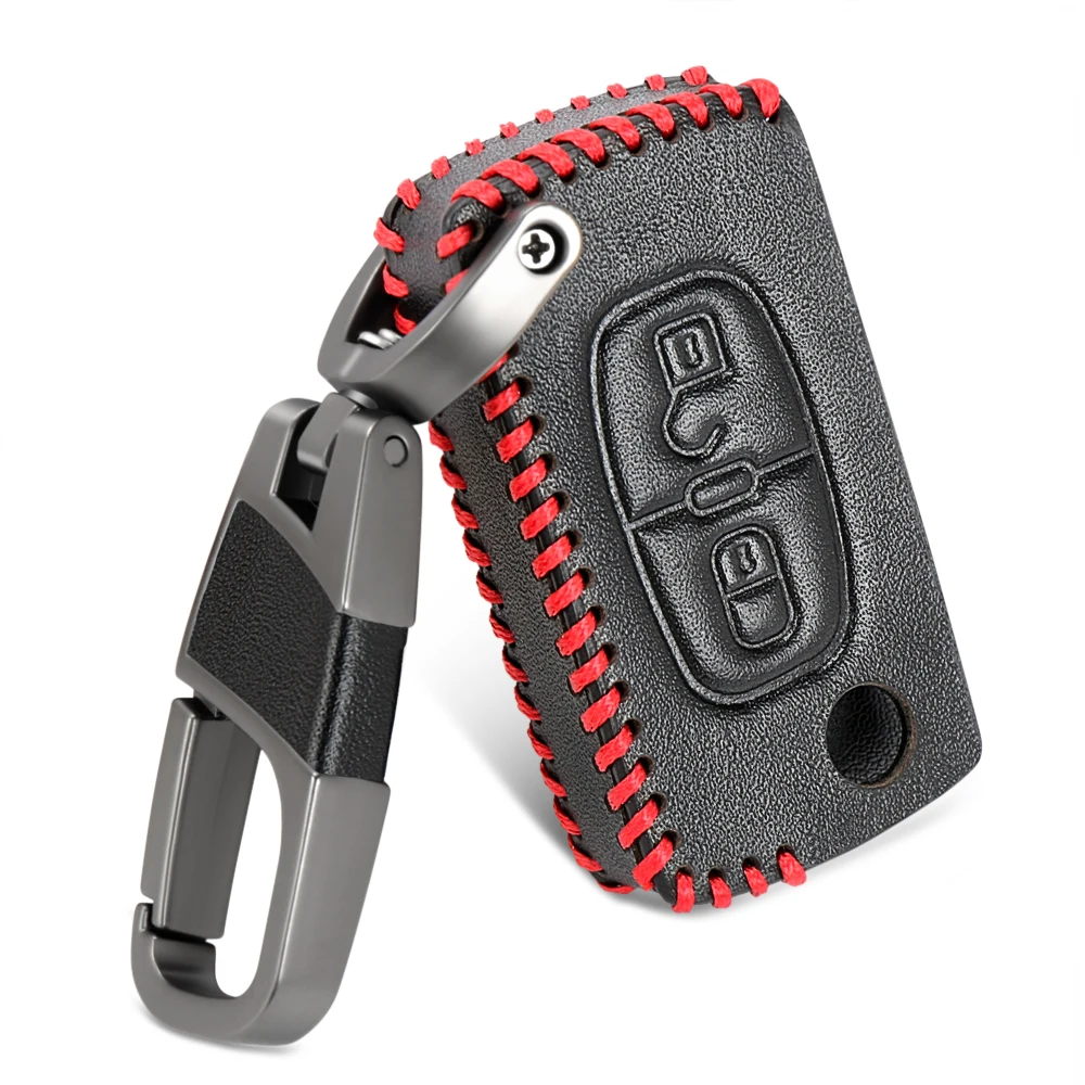 Genuine Leather Car Key Case Covers Keychain For Peugeot 107 207 307 308 407 607 206 208 301 406 408 508 2008 3008 4008 | Автомобили и