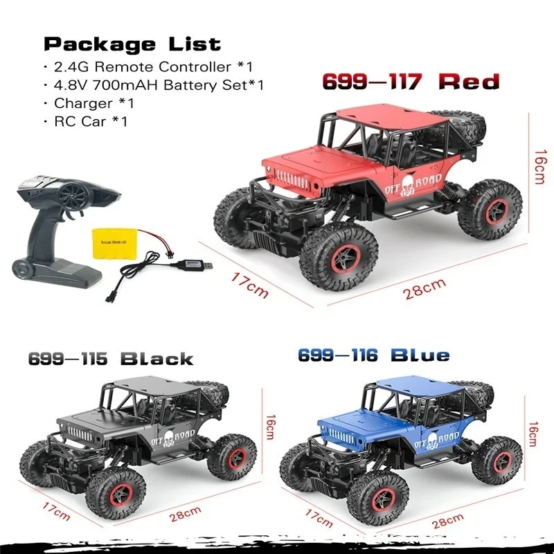 1/18 Rc Car 2.4G Alloy Remote Control Climbing Climber with 4WD Off-road Drift RC Car Toys Kids birthday Gifts 