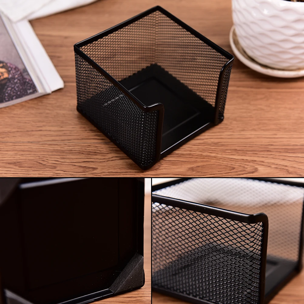 Multifunction black Memo Pad Holder Pen Card Desktop Storage Box