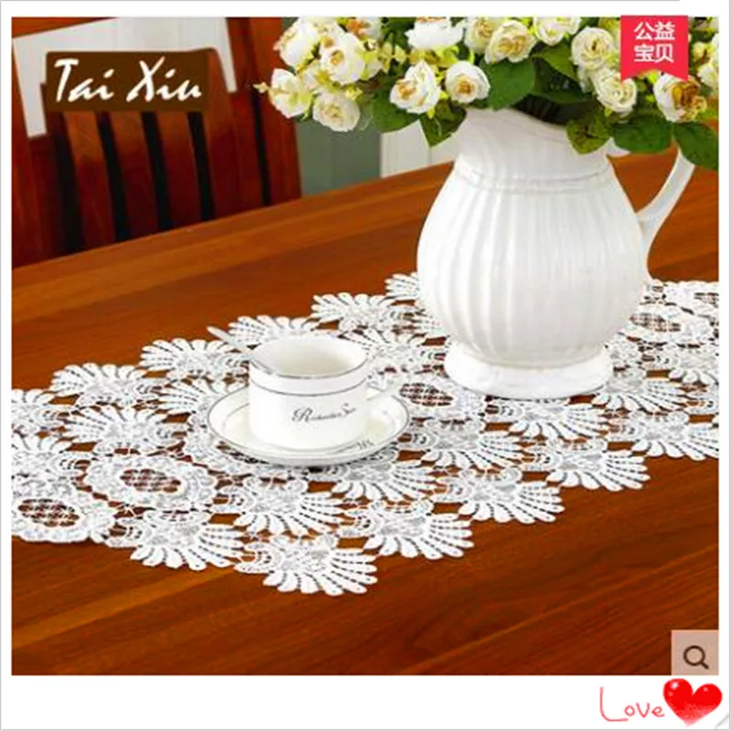 

2015 European design white 40x different size table runner for wedding table towel for home decor lace table cover lace towel