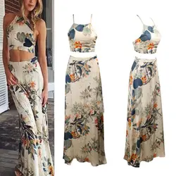Платье с высоким разрезом 1X Женский комплект из 2 предметов цветочный 1 компл. лето длинное платье