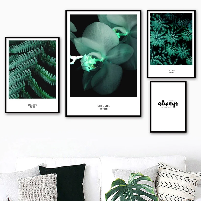 

Fresh Butterfly Orchid Fern Leaves Wall Art Canvas Painting Nordic Posters And Prints Wall Pictures For Living Room Home Decor