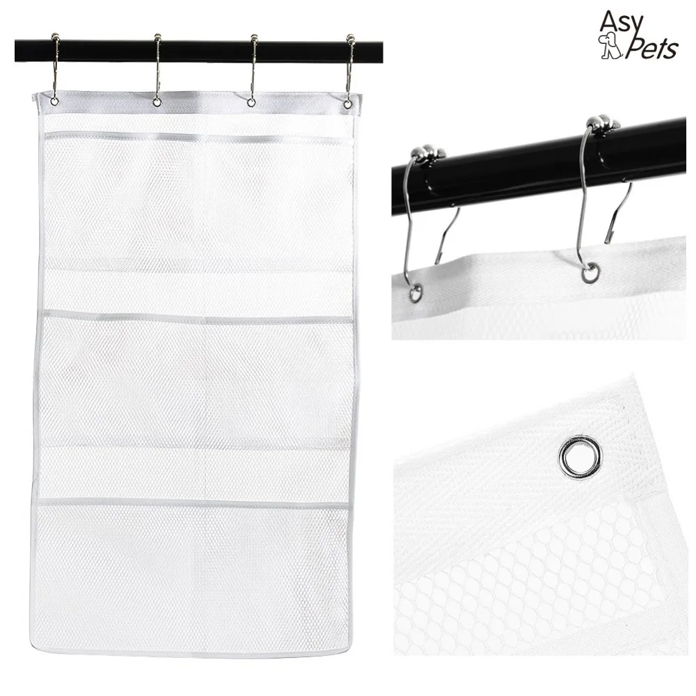 AsyPets Hang on Shower Curtain Rod 4 Rings Quick Dry Hanging Bath
