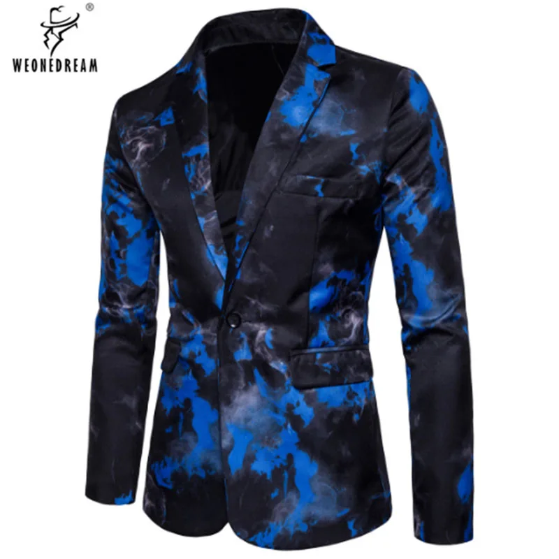 

WEONEDREAM Autumn Men Floral Printed Casual Male Blazer 2018 Spring New Arrival Fashion Men's Blazer Slim Fit Suit Jackets