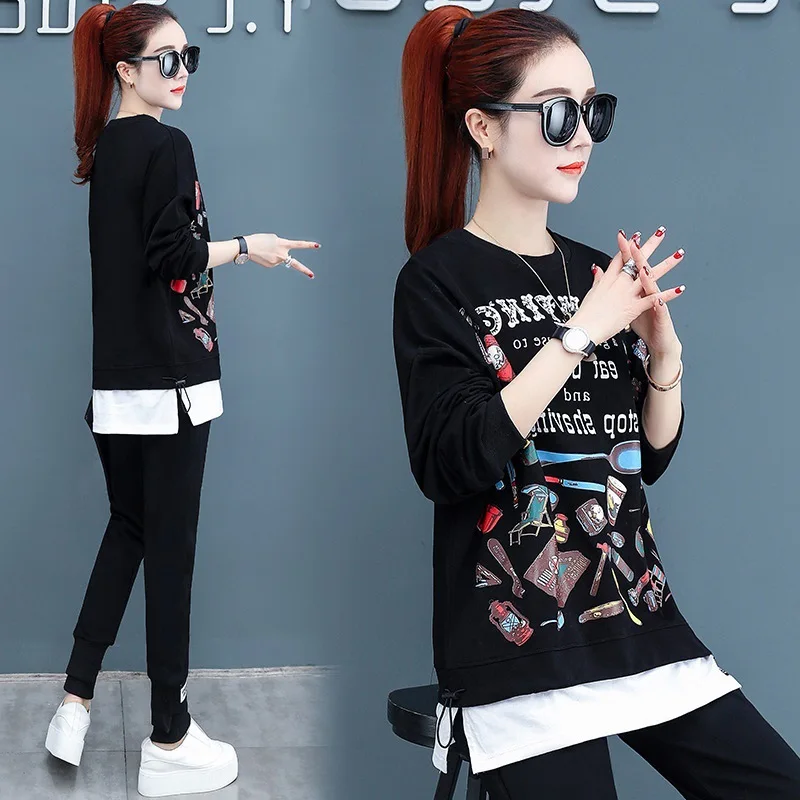 

Spring Tracksuit 2 Piece Women Set Fashion Printed Long Sleeve Sweatsuit & Pants Suit Set Female Sportswear Clothing Set Outfits