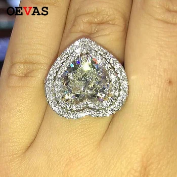 

Luxury Big Heart Zircon Crystal Wedding rings for women High quality Silver color Full AAA CZ Engagement party jewelry Bague