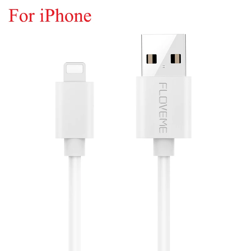 FLOVEME Micro USB кабель type C для iPhone освещение USB кабель Зарядка КАБЕЛИ ДЛЯ samsung S9 Xiaomi mi8 USB зарядное устройство - Цвет: For iPhone White