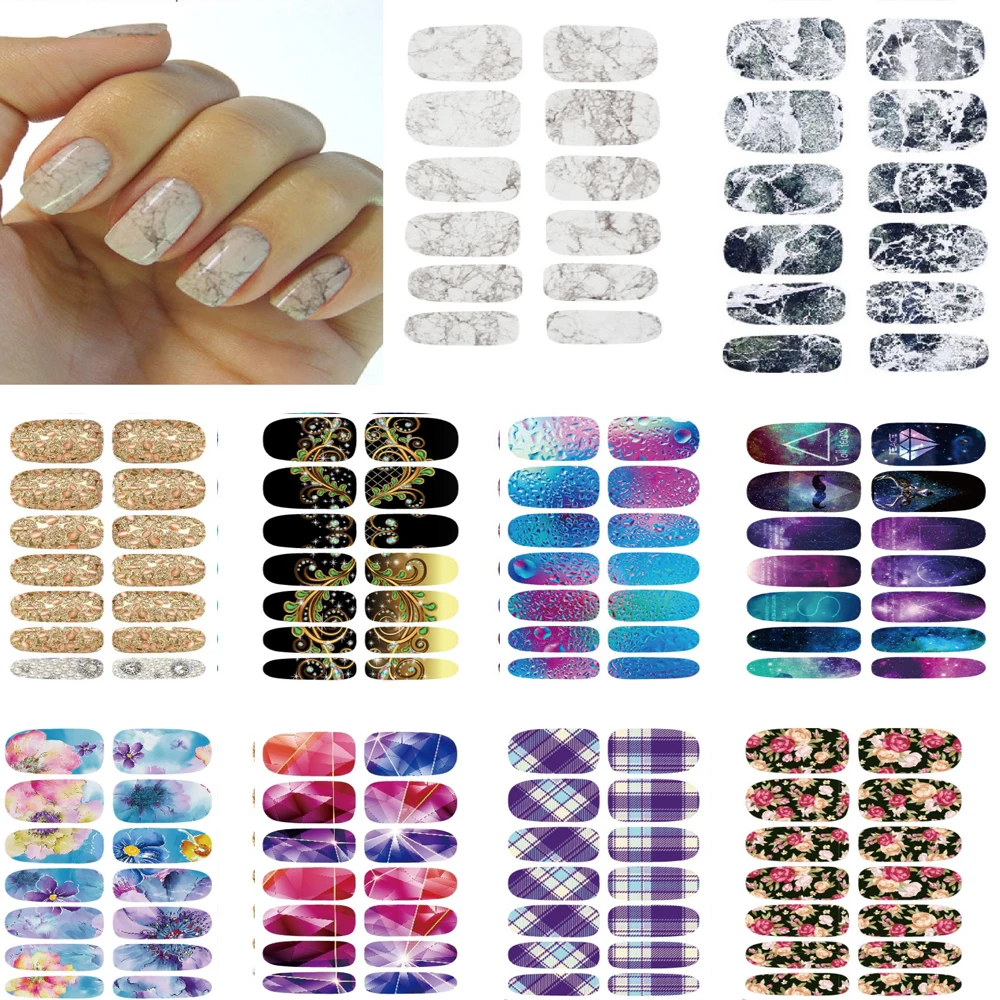 10pcs Manicure set Water Transfer stickers for nails Light Gray White