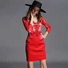 2016 Autumn Dress Women Princess Elegant and Ladies V-Collar Bling Glitter Diamond Dress Long-sleeved Party Runway Women Dress