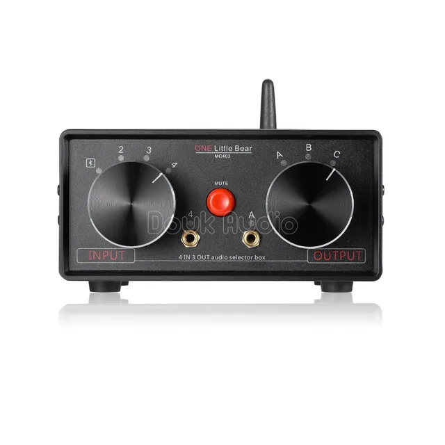 MC403 RCA 3.5mm  bluetooth receiver 4 IN 3 OUT Passive audio input selector switcher splitter