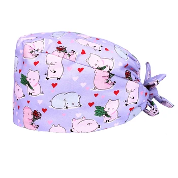 

Pig Pet Surgical Scrub Cap Nurse Work Hat Medical Surgical Caps for Women Cotton Adjustable Medical School Student Hats