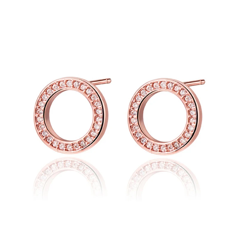Бесконечная Мода RoseGold кристалл круглые женские серьги-гвоздики для женщин серьги простого дизайна модные ювелирные изделия подарок Прямая поставка