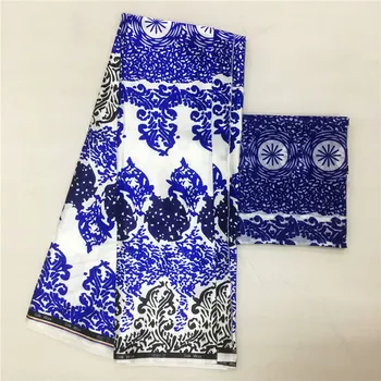 

imitated silk fabric blue&white prints 4+2yards african fabric wholesale nigerian ankara prints 2019africain tissu wax f95-3