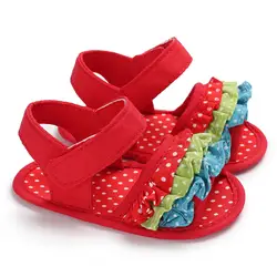 Платье для маленьких девочек сандалия цветы для девочек ясельного возраста из грубой хлопчатобумажной материи; красивая детская обувь для