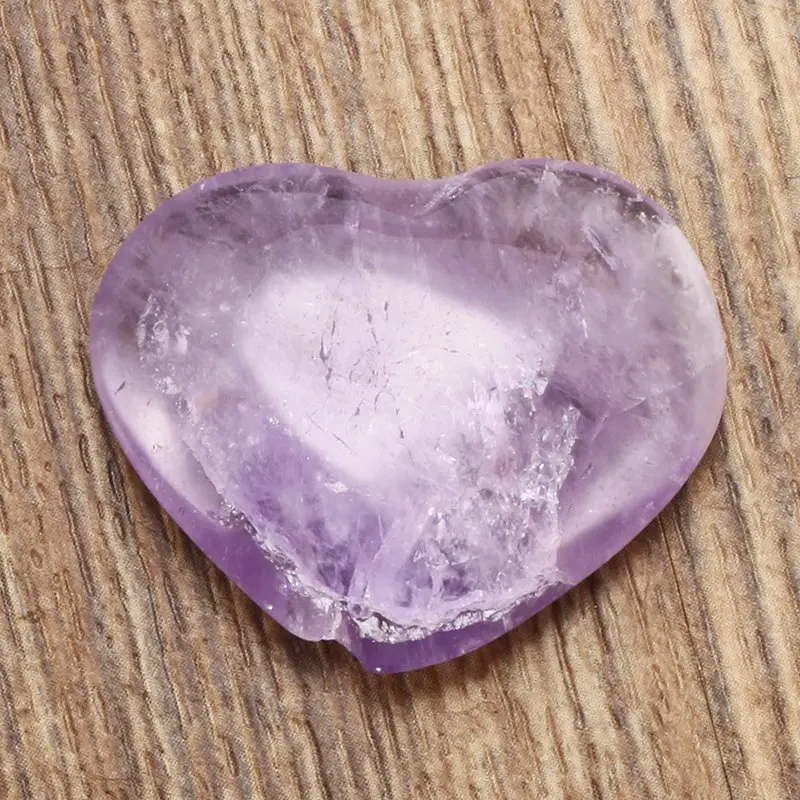 

KiWarm 1PC Lovely Heart Shape Natural Amethyst Gemstone Crystal Healing Stone for DIY Pendants Crafts Home Decor 30-35mm