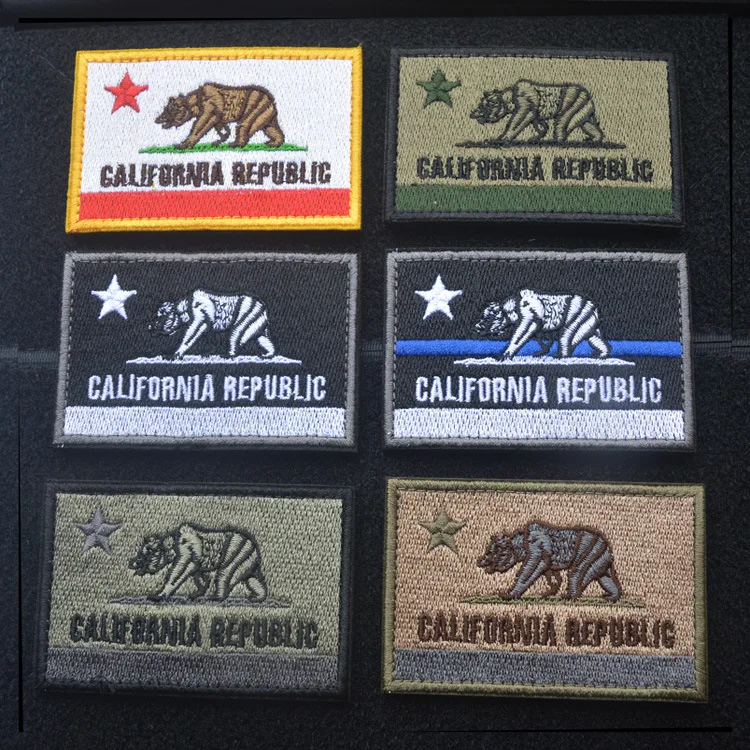 

CALIFORNIA Embroidery Patches Badges Emblem military Army 8cm DIY Accessory Hoop and Loop Tactical Morale States of America USA