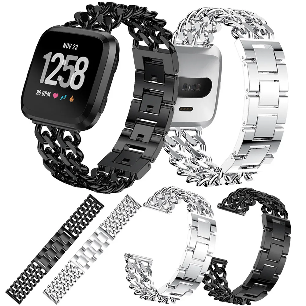 Для Fitbit Versa Lite Edition сплав Нержавеющая сталь ремешок для часов замена металлический ремешок 22 мм ряд ковбойский браслет цепочка