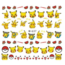 Наклейка на ногти водная переводка Переводные картинки для ногтей искусство слайдер тату милый мультфильм Пикачу Арбуз Дизайн украшения Маникюр Фольга Обертывания