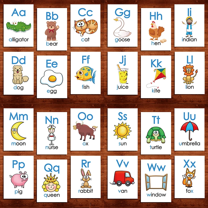 

26 ABC Letter Early Education Alphabet English Learing Flash Card Educational For Children English Word Card Kids Pocket Cards