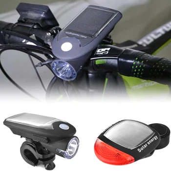 

Bicycle light set USB rechargeable solar power LED bike front and rear light MTB bike headlight lamp energy Taillight