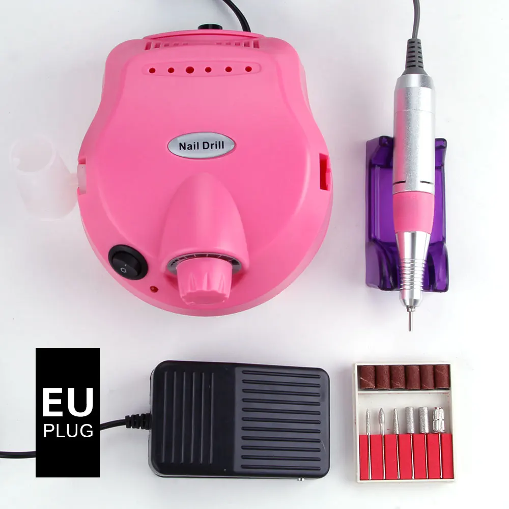Электрическая дрель для ногтей, маникюрный набор, педикюрные ножницы, аппарат, фрезерный станок, Гель-лак для снятия лака, пилочка для ногтей - Цвет: Pink Set B