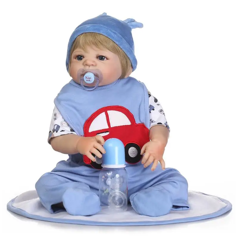 

NPKcollection 57cm cute full silicone sumilation reality newborn baby boy best kids playmates silicone reborn baby dolls